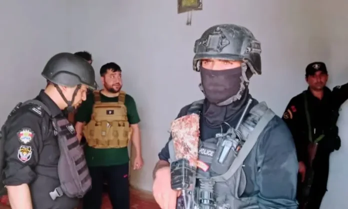 Security personnel conducting a joint operation in Bannu following an intelligence-based raid.