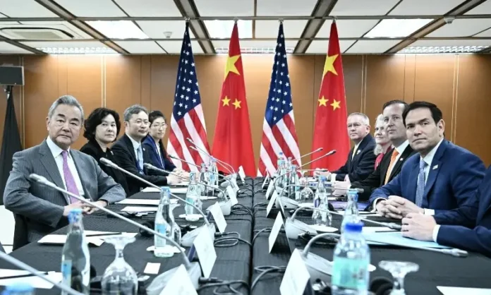 Rubio Meets Wang Yi at ASEAN Summit in Manila Marco Rubio and China's Wang Yi meet during the ASEAN Foreign Ministers' Meeting in Manila.