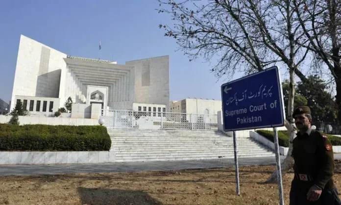 Exterior view of the Supreme Court of Pakistan building representing judicial proceedings involving the PTI founder's chamber appeal.
