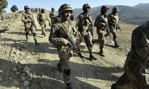 Pakistan security forces conducting a counterterrorism operation in Khyber Pakhtunkhwa and Balochistan following intelligence-based raids against militants.