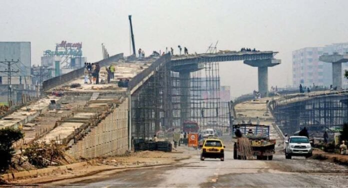 Sindh Hands Rs8.5 Billion Karachi Mega Projects to FWO Construction machinery and road infrastructure in Karachi representing the Sindh government's Rs8.5 billion mega projects awarded to the Frontier Works Organization (FWO).