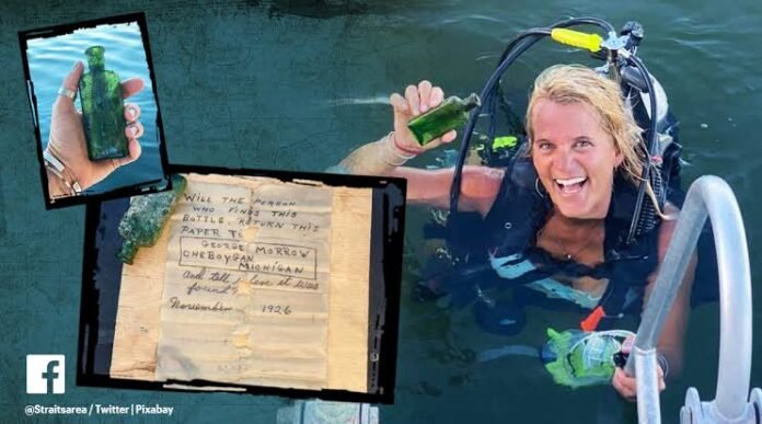 95-Year-Old Message in a Bottle Finally Reaches Home A vintage glass bottle containing a handwritten note discovered after nearly 95 years underwater in Michigan's Cheboygan River.