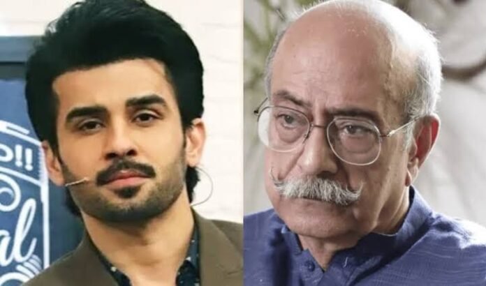 Fahad Sheikh Denies Bullying Veteran Actor Mohammed Ahmed in Viral Video Pakistani actors Fahad Sheikh and veteran actor Mohammed Ahmed during a public appearance, following controversy over a viral video.