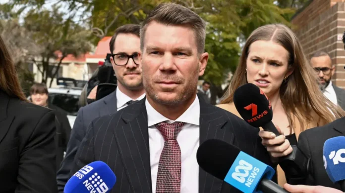 David Warner leaves Sydney court after being fined for a drink-driving offence