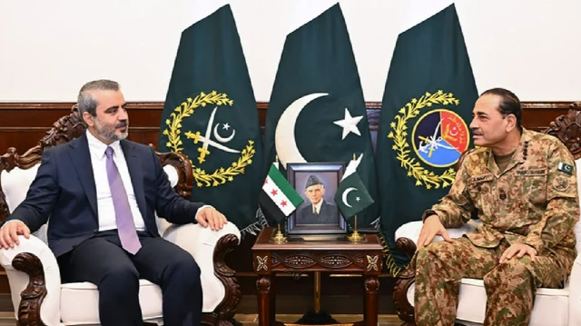 Field Marshal Asim Munir meets Syrian Foreign Minister Asaad Hassan Al-Shaibani at GHQ