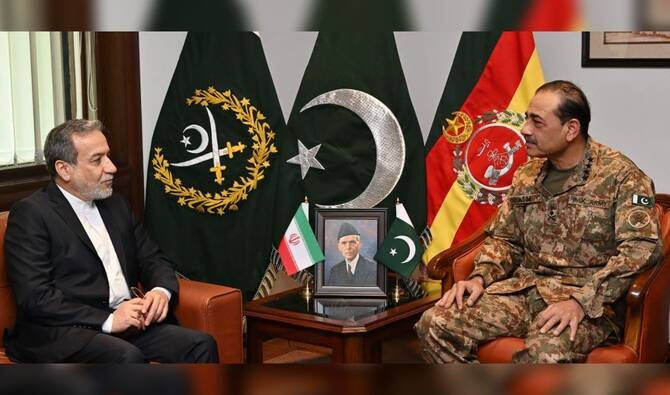 Iranian Foreign Minister Abbas Araghchi meets Pakistan Army Chief Field Marshal Asim Munir to discuss regional security and bilateral cooperation