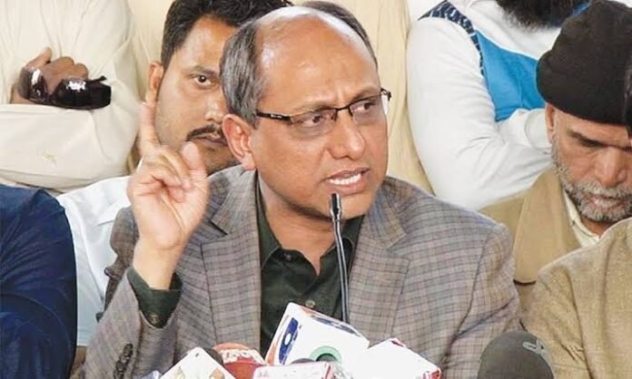 PPP Leader Saeed Ghani Alleges PML-N Never Won Polls Without Rigging PPP senior leader Saeed Ghani addressing a press conference while criticizing PML-N's electoral record and calling for transparent democratic processes.