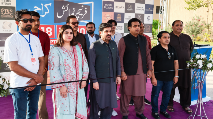 Nasir Hussain Shah visits furniture stalls at Lifestyle Furniture Expo in Karachi