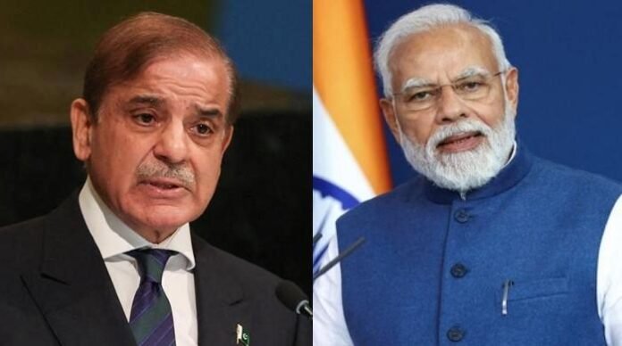 Prime Minister Shehbaz Sharif responds to an Indian media question about terrorism during a reported exchange
