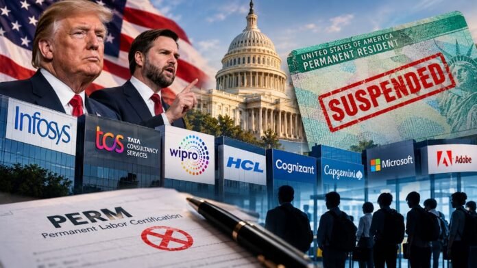 US suspends eight technology companies from the employment-based PERM green card program.
